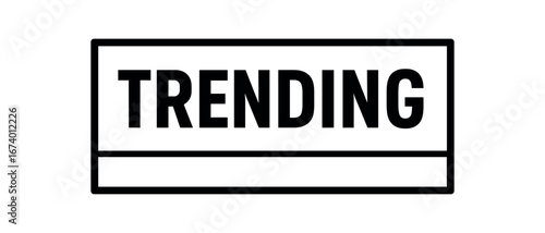 Minimal vector rectangular banner design text TRENDING bold modern font rectangular banner dividing line isolated on white