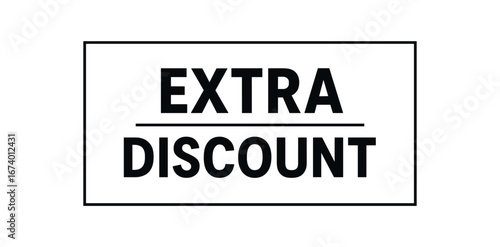 Minimal vector rectangular banner design text EXTRA DISCOUNT bold font clean banner dividing line isolated on white