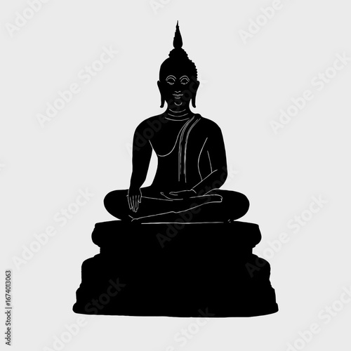 The black shadow of the meditating Buddha