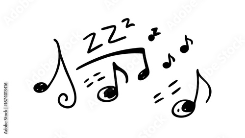 Hand drawn musical notes and symbols set treble clef bass clef