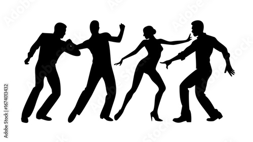 Couple dancing passionately in a dynamic latin pose latin dance silhouette