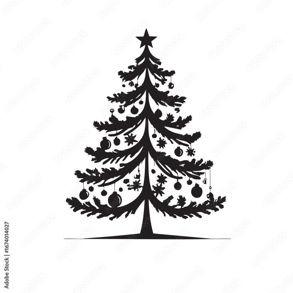 Obraz premium Christmas Tree Silhouette Black Vector Design