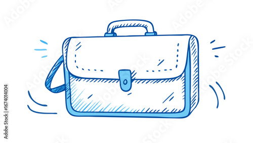 Blue briefcase doodle with light blue accents business travel