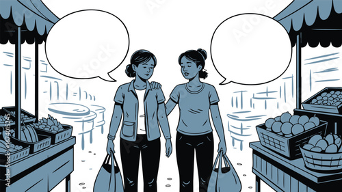Market Musings: A Visual Narrative of Friendship and Urban Life