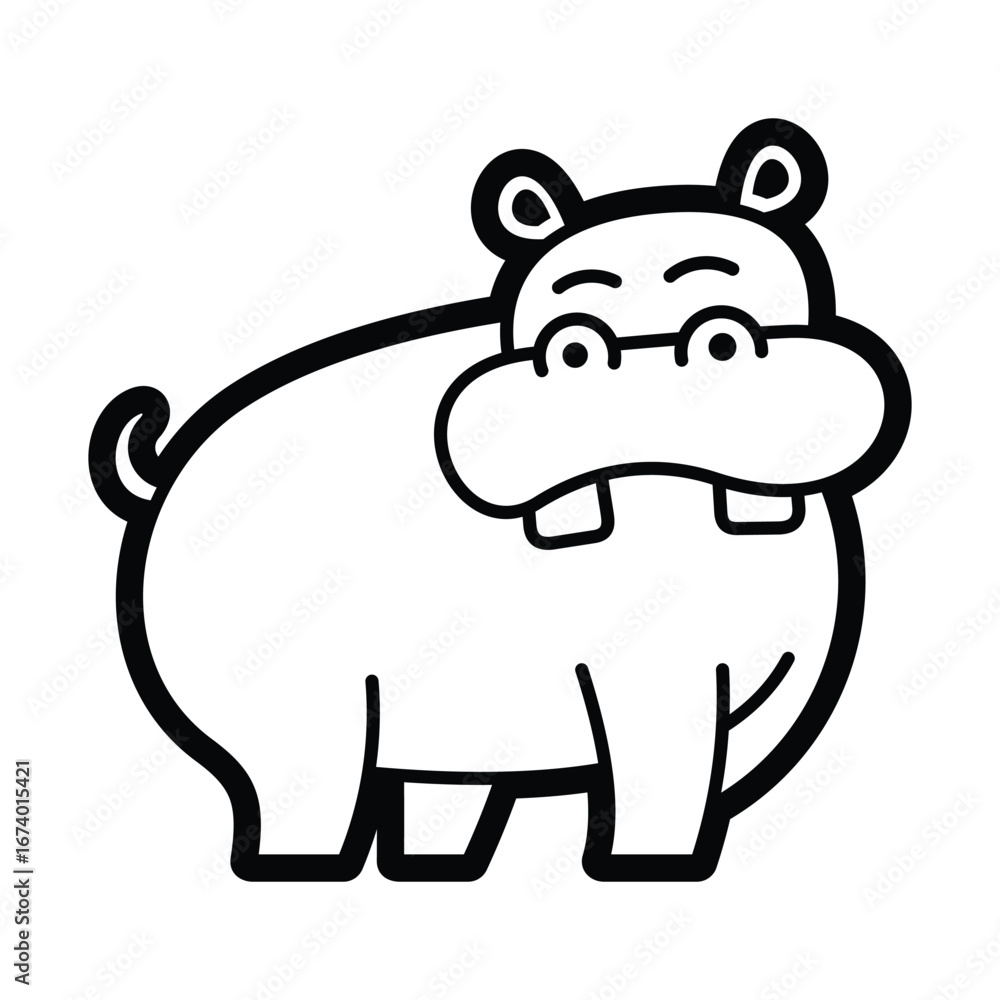 Obraz premium cute cartoon line art wild animal exotic fauna suitable for practicing coloring