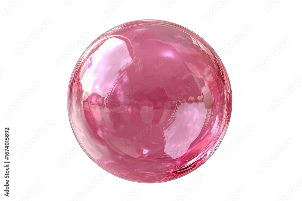 Obraz premium Pink, glossy sphere on white