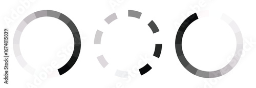 Collection of circular loading spinner icons progress. Circle loader collection. Loading bar Icons and Progress Bar icon Vector Set in black and white. Load bar, buffer vector icon. Loading bar icons 