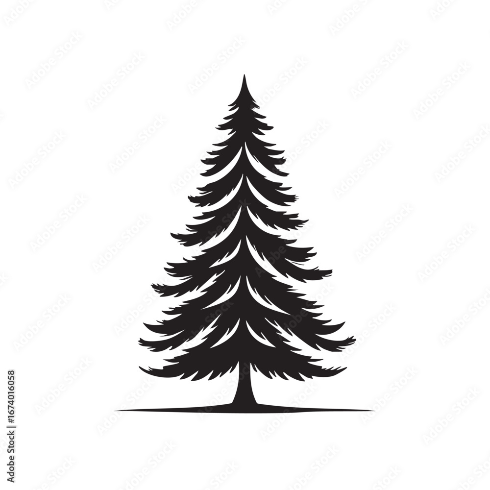 Obraz premium Christmas Tree Silhouette Black Vector Design