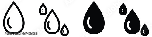 Water drop icon set. simple water droplet symbol. editable strokes. vector illustration.