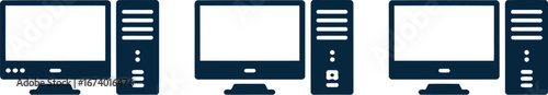 Computer desktop pc vector icon set for graphic design needs