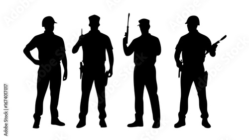 Police Officer Standing with Hand Raised law enforcement authority