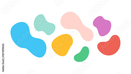Colorful abstract organic shapes scattered blobs