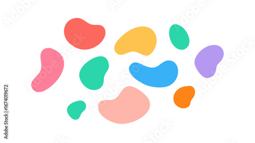Colorful abstract organic shapes scattered blob