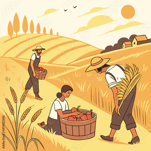 Autumn harvest blessings celebration illustration