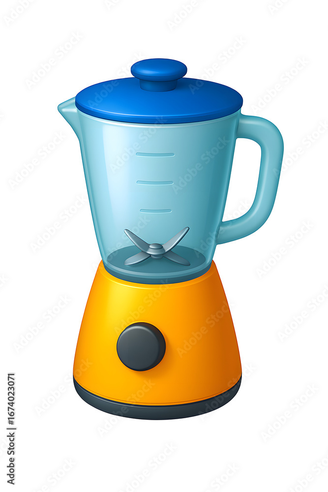 Obraz premium Glossy 3D emoji style blender icon with smooth gradient shading, bold simple colors, soft highlight lighting, and transparent background, isolated blender symbol for apps, UI, and marketing design 