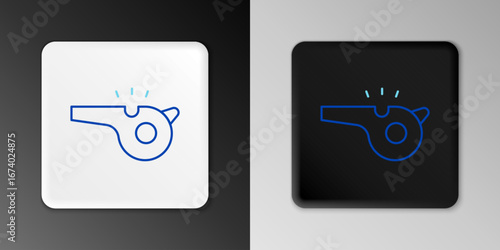 Line Whistle icon isolated on grey background. Referee symbol. Fitness and sport sign. Colorful outline concept. Vector
