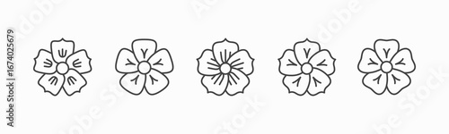 Flax flower linear icon set isolated on white background. Flax flower simple black outline pictogram or logo design template collection. Vector illustration