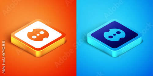 Isometric Electrical outlet icon isolated on orange and blue background. Power socket. Rosette symbol. Vector