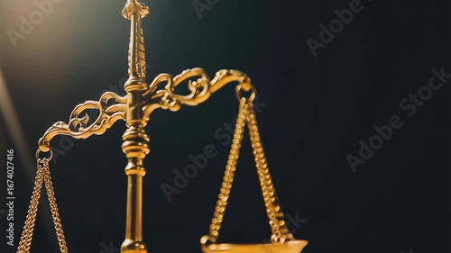 Scales of Justice in Golden Tone Close-up
