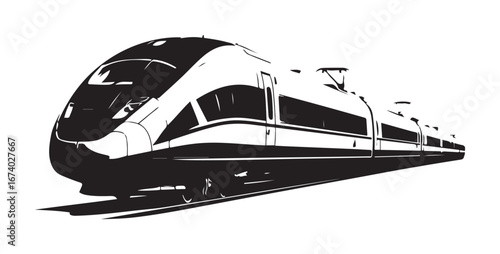 Black and White of a HighSpeed Train on Rails