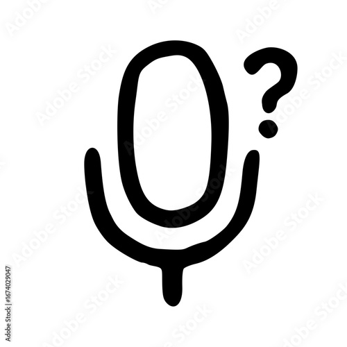 Help Audio Mic Icon Hand Drawn Doodle Question Mark Microphone Vector