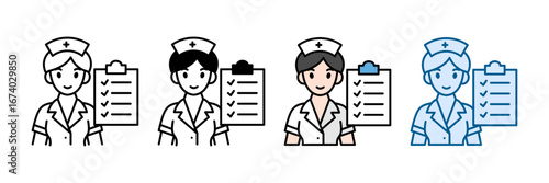 Nurse Checkup Icon Set Multiple Style Collection