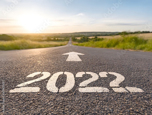 Wallpaper Mural Asphalt road with white arrow and 2026 number heading toward bright future horizon, concept of progress, planning, business vision Torontodigital.ca