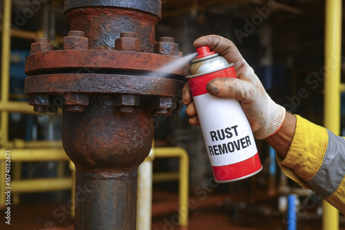 Rust remover spray and maintenance service maintain environment protection by cleaning corroded pipes and flange safely