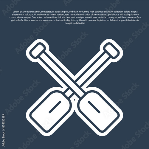 Blue line Paddle icon isolated on blue background. Paddle boat oars. Vector