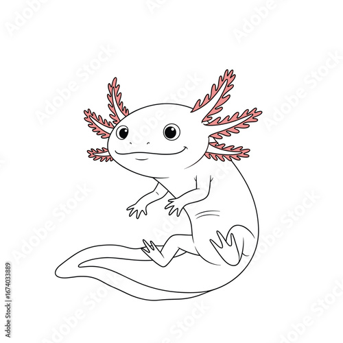 Charming axolotl amphibian cartoon drawing cute water salamander pet animal lover gift