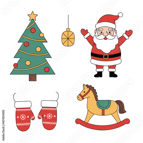Joyful holiday characters and festive decorations for christmas celebrations