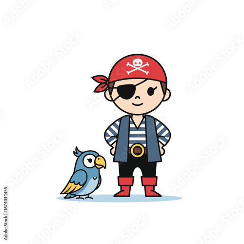 Adventuresome pirate captain and his loyal blue parrot explore the high seas in search of treasure and mystery