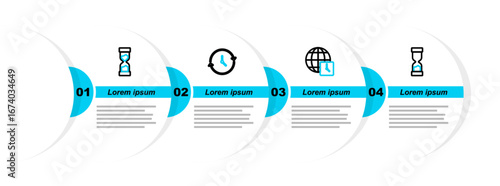 Set line Old hourglass, World time, Clock and icon. Vector