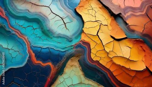 Wallpaper Mural cracked tectonics fissures multilayered earth geology stratification abstract art and colored layers Torontodigital.ca
