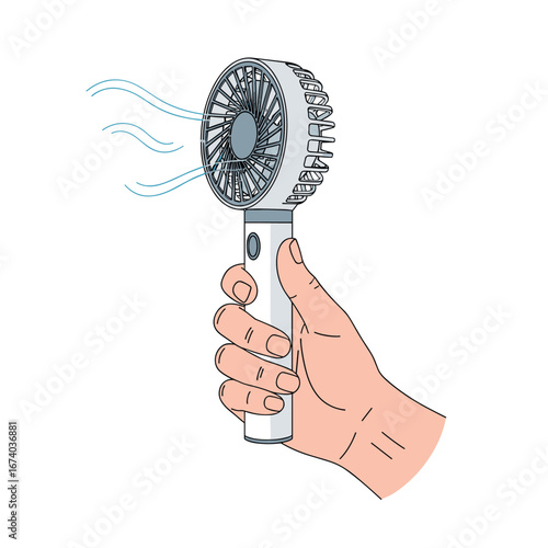 Portable handheld fan for personal cooling on the go providing refreshing airflow for comfort in warm weather anywhere outdoors or indoors