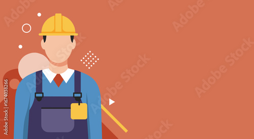 Professional worker in hard hat and overalls, symbolizing construction, engineering, and skilled labor. Ideal for industry, safety, and workforce themes.