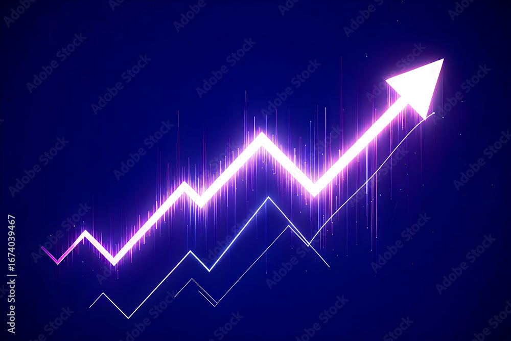 Fototapeta premium Glowing Line Graph of Growth