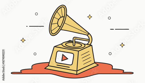 Youtube Golden play button in standing shap