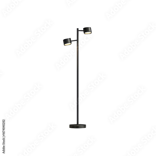 Modern Two-Light Black Floor Lamp with Adjustable Heads - Interior Design Lighting