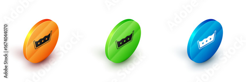Isometric Washing under 50 degrees celsius icon isolated on white background. Temperature wash. Circle button. Vector