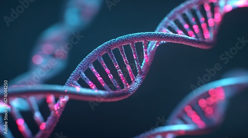 Abstract molecular structure in glowing colors representing a scientific DNA helix concept with futuristic tones.