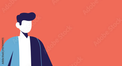 Minimalist vector illustration of a person in professional attire with ample copy space, ideal for business, communication, or profile imagery.