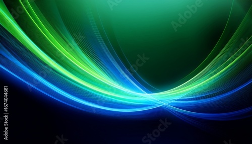 Wallpaper Mural abstract line swoosh forms sharp focus green and blue light going different directions green background transparente iridiscente circular translucidos Torontodigital.ca