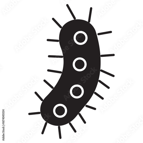 Bacteria Icon, Minimal Icon of Bacteria, Flat Icon of Bacterial Cell,  of Microbe Bacteria, Abstract Symbol of Bacteria Structure, Microscopic View of Bacteria Icon, vector
