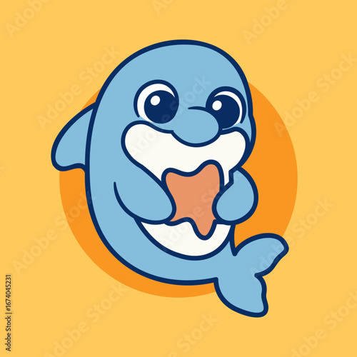 Dolphin Grabbing Starfish Cartoon