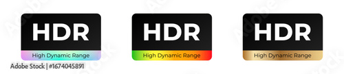 Hdr badges: high dynamic range symbols with color variations.