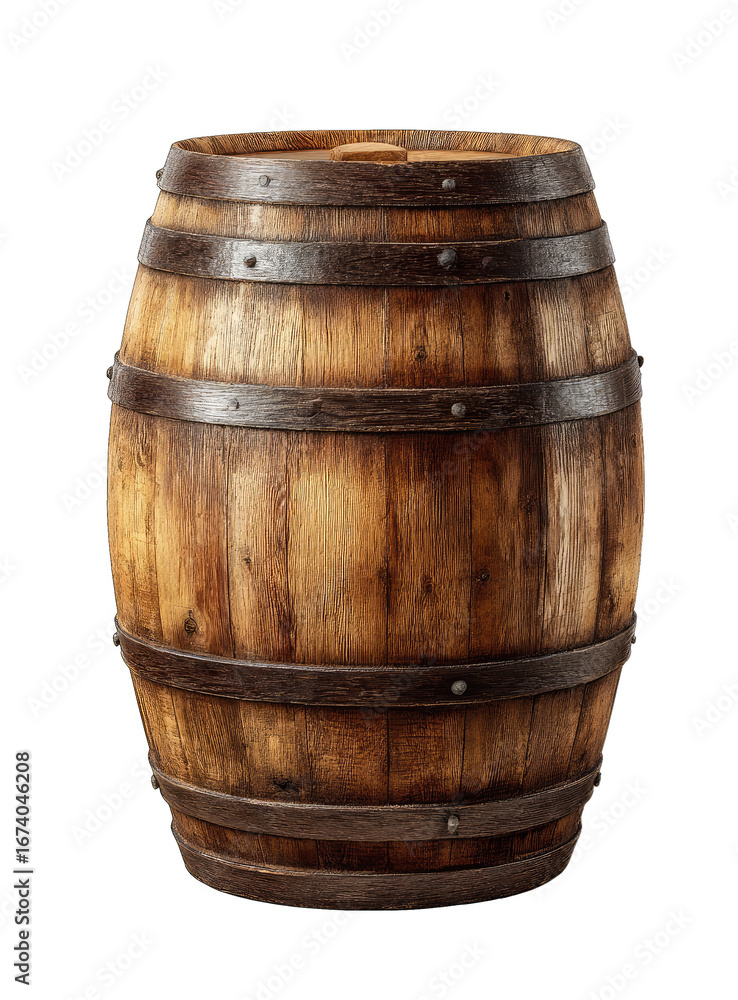 Obraz premium Wooden barrel, aged, and rustic