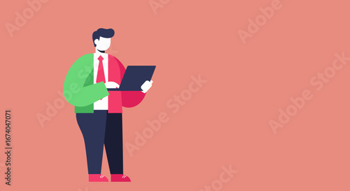 Modern professional working on a laptop, symbolizing digital communication, business tasks, and productivity. Ideal for tech, corporate, or remote work concepts.