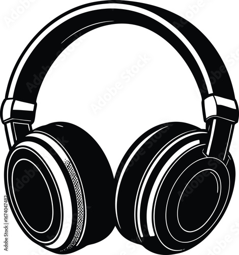 Wallpaper Mural Modern Headphones Black and White Vector Icon Torontodigital.ca