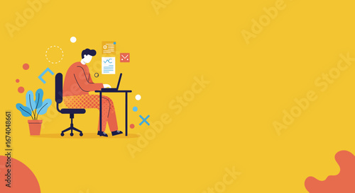 Focused person working on a laptop at a modern desk setup. Perfect for remote work, online learning, business, freelancing, and digital productivity concepts.